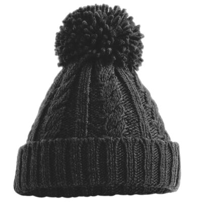 Cable Knit Melange Beanie with Ma Simes Hem Tab Thumbnail